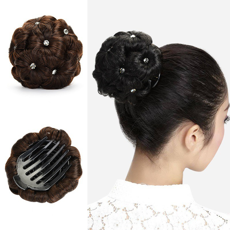 Tóc giả Búi hoa cho Người già, cô bác Trung niên, sang trọng