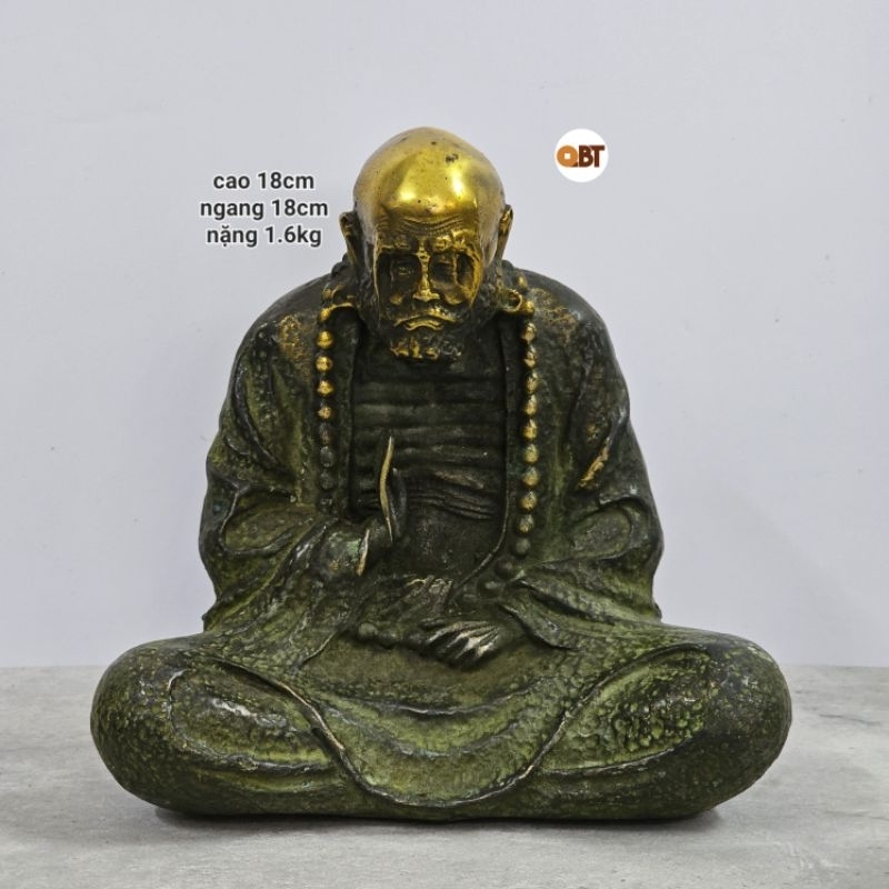 Đạt ma tổ sư lớn 18cm màu giả cổ bằng đồng phong thuỷ