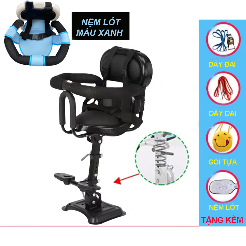 Ghế ngồi xe máy cho bé -  ghế ngồi xe điện em bé có lò xo giảm xóc