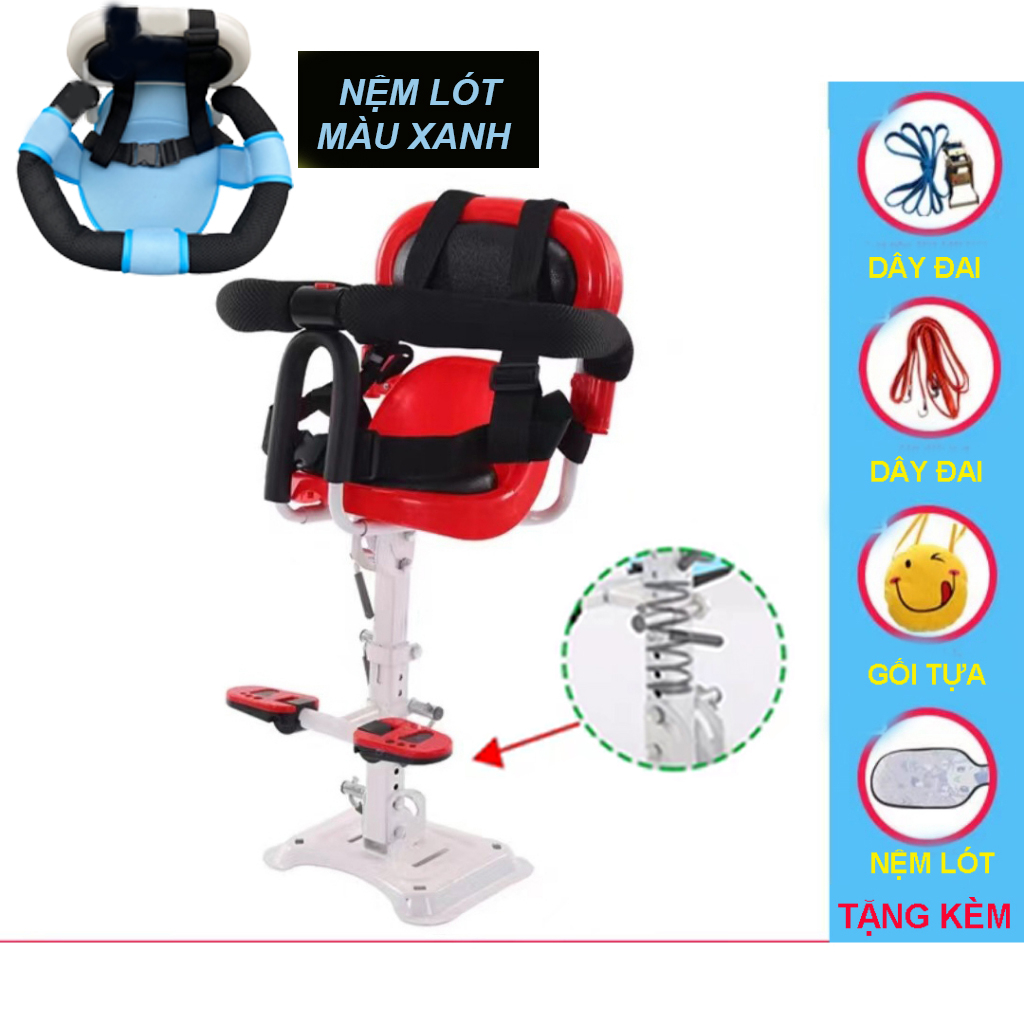 Ghế ngồi xe máy cho bé -  ghế ngồi xe điện em bé có lò xo giảm xóc