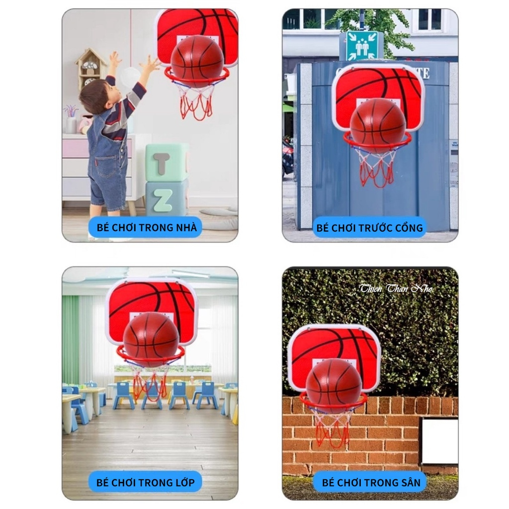 Bóng Rổ Cho Bé Tặng Kèm Khung Sắt Treo Tường Đồ Chơi Vận Động Tăng Phản Xạ Sự Khéo Léo Cho Bé