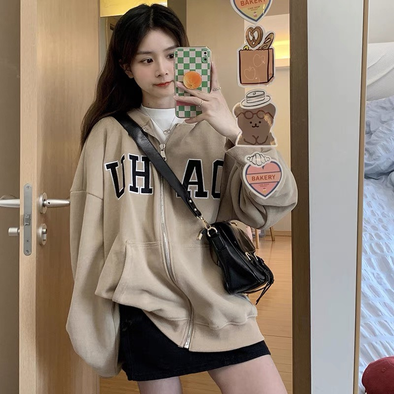 Áo khoác hoodie zip kéo khóa nỉ bông có mũ form rộng unisex mặc cho cặp đôi nam nữ kiểu hàn ulzzang Deliz ChouChou