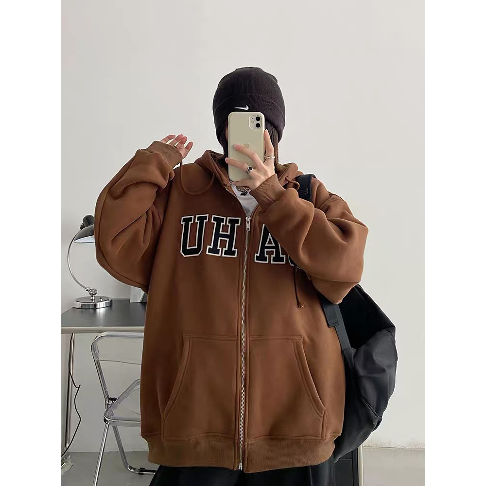 Áo khoác hoodie zip kéo khóa nỉ bông có mũ form rộng unisex mặc cho cặp đôi nam nữ kiểu hàn ulzzang Deliz ChouChou