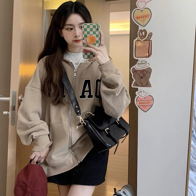 Áo khoác hoodie zip kéo khóa nỉ bông có mũ form rộng unisex mặc cho cặp đôi nam nữ kiểu hàn ulzzang Deliz ChouChou