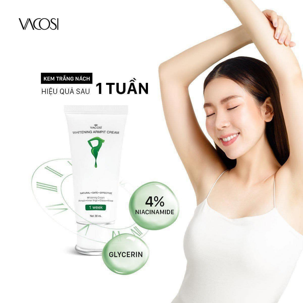 Kem Giảm Thâm Nách Vacosi Whitening Armpit Cream, Kem Dưỡng Trắng Nách, Vùng Bikini 30ml VMP02 Hàn Quốc