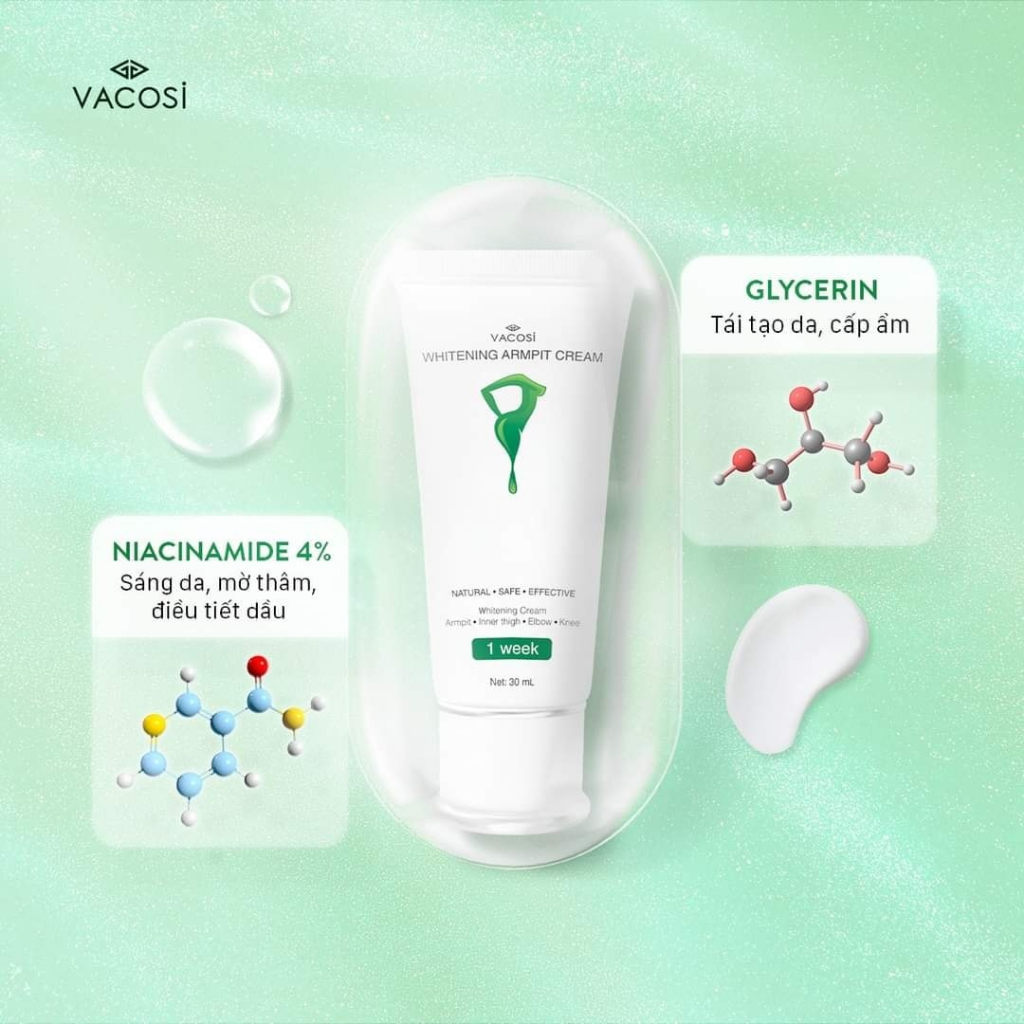 Kem Giảm Thâm Nách Vacosi Whitening Armpit Cream, Kem Dưỡng Trắng Nách, Vùng Bikini 30ml VMP02 Hàn Quốc