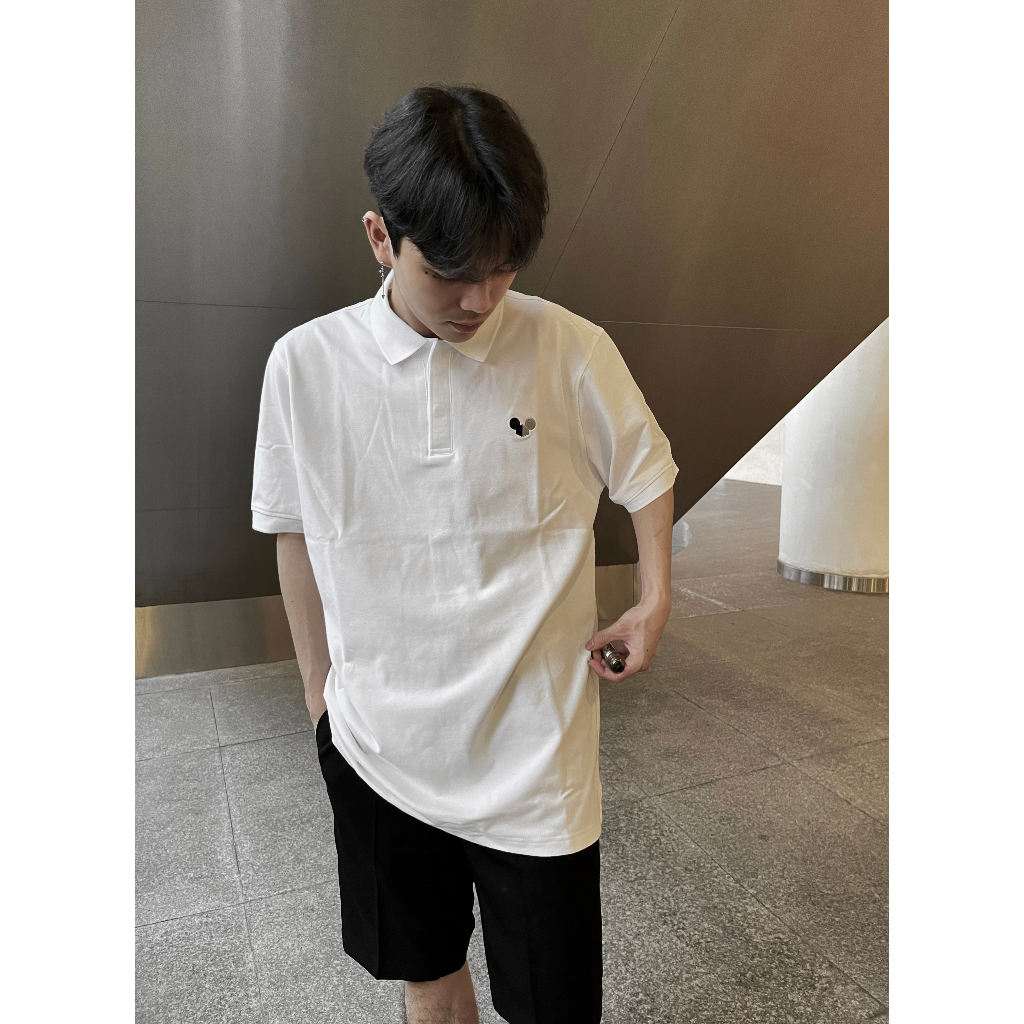 ÁO POLO trắng đen nam basic CHUOTTRANG LOGO POLO