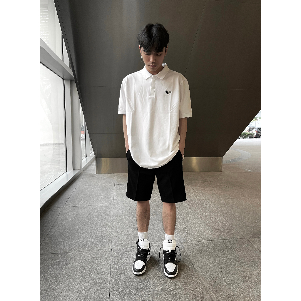 ÁO POLO trắng đen nam basic CHUOTTRANG LOGO POLO