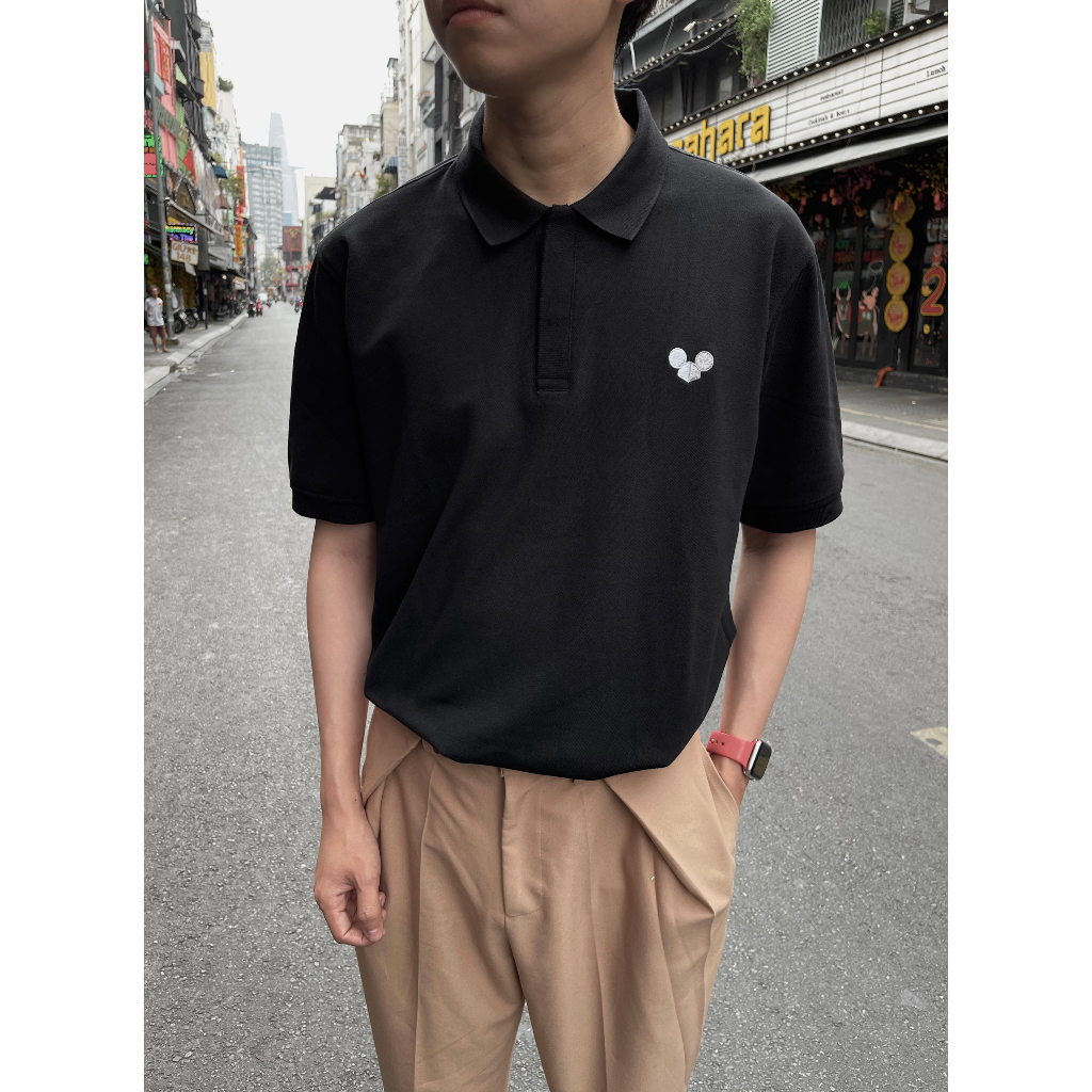 ÁO POLO đen nam basic CHUOTTRANG LOGO POLO