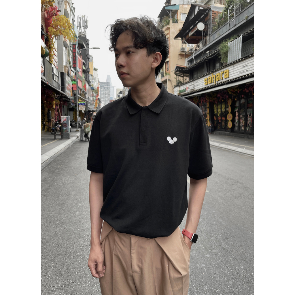 ÁO POLO đen nam basic CHUOTTRANG LOGO POLO