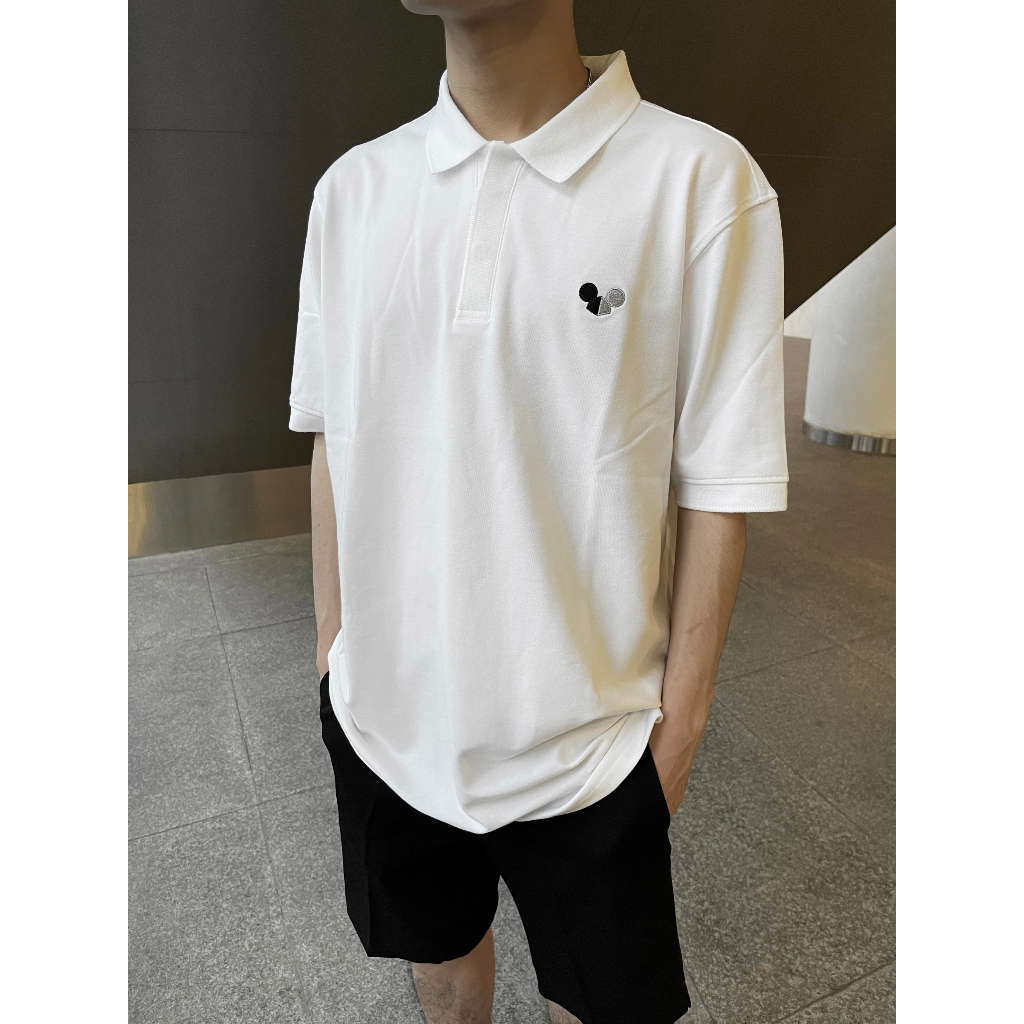 ÁO POLO trắng đen nam basic CHUOTTRANG LOGO POLO