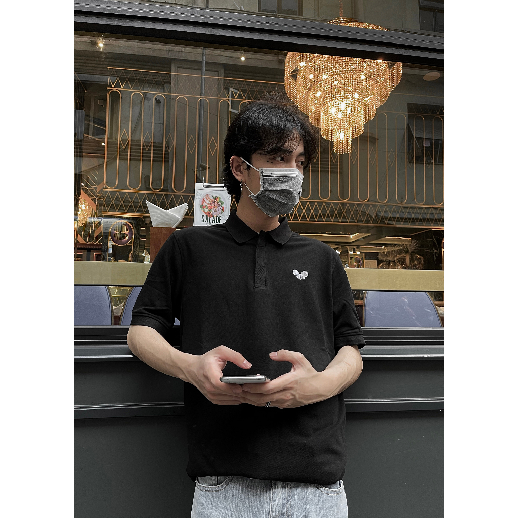 ÁO POLO đen nam basic CHUOTTRANG LOGO POLO