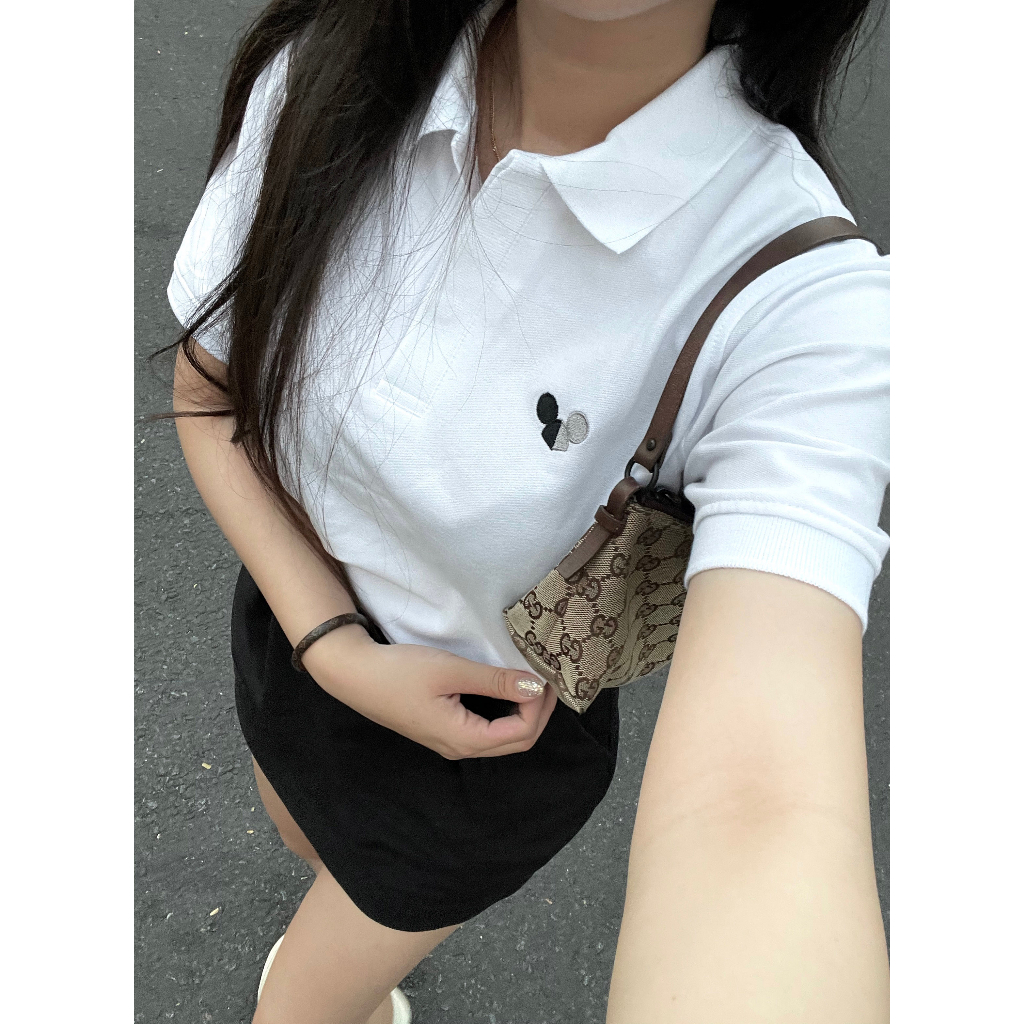 ÁO POLO trắng đen nam basic CHUOTTRANG LOGO POLO