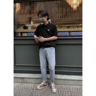 POLO LOGO đen - ÁO POLO basic CHUỘT TRẮNG