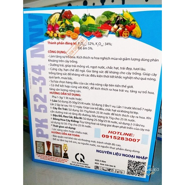 Phân bón lá MKP 0-52-34 -  Chuyên chặn đọt, Tạo mầm & Kích ra hoa đồng loạt