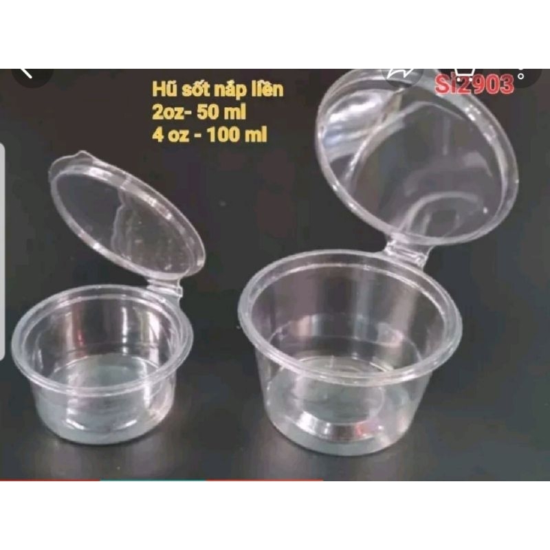 100 hủ  nhựa kèm nắp và hũ nắp liền  đựng nước chấm chịu nhiệt ,an toàn vệ sinh thực phẩm.