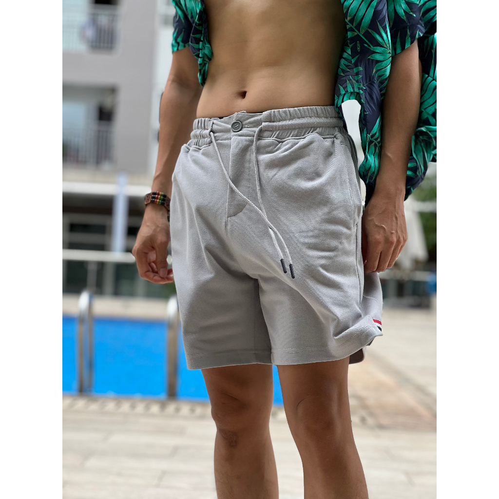 Quần đùi short T--o-m---m-y vải cotton dệt chính phẩm dày dặn có thun co dãn form ngang gối ống slimfit