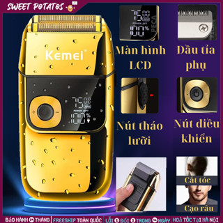 Cạo Râu Kemei KM 2028, Máy Cạo Râu mini cao cấp chống nước đa chức năng, Tông Đơ cắt tóc động cơ mạnh mẽ có màn hình Led