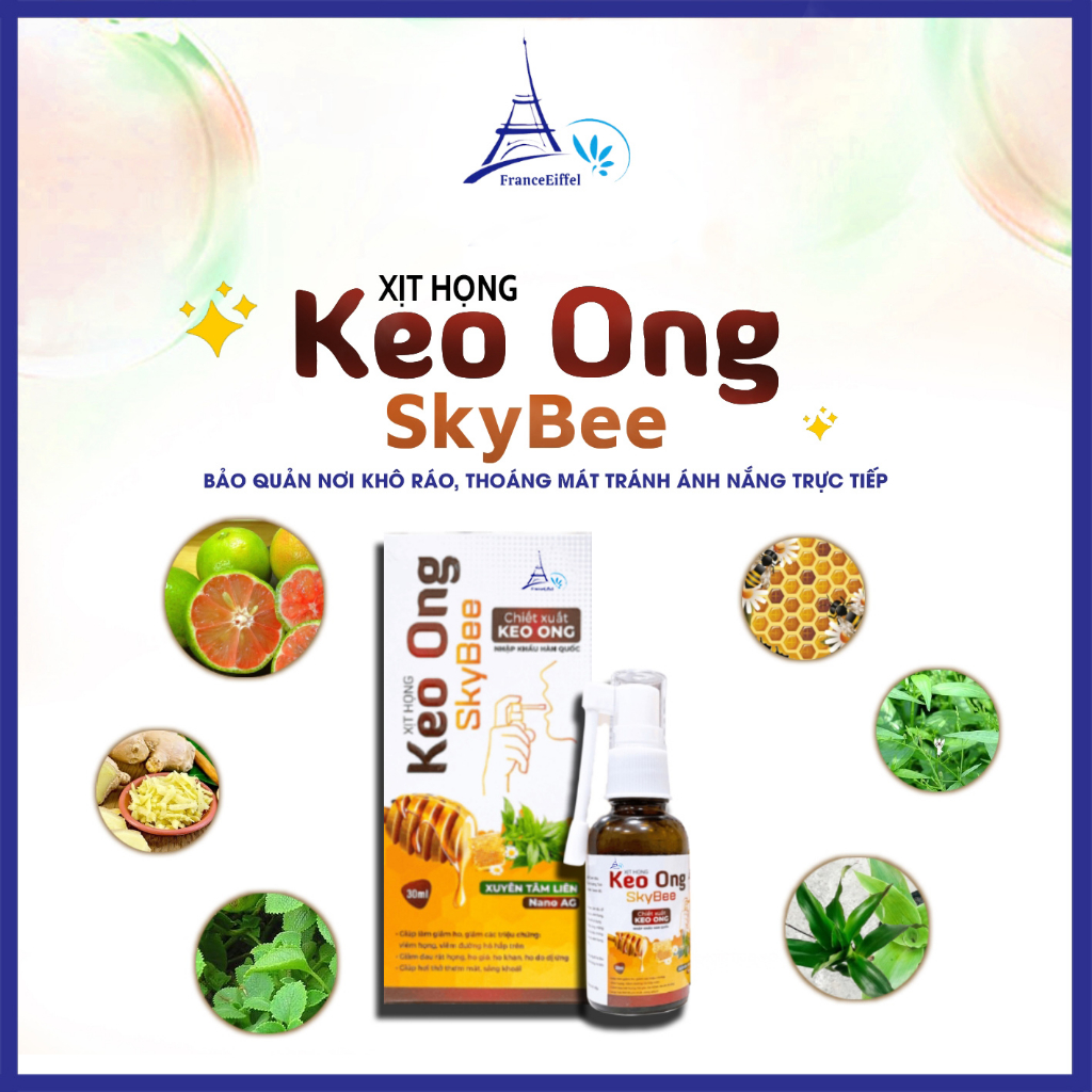 Xịt Họng Keo Ong SkyBee FranceEiffel Cho Trẻ Trên 1 Tuổi - Lọ 30ml