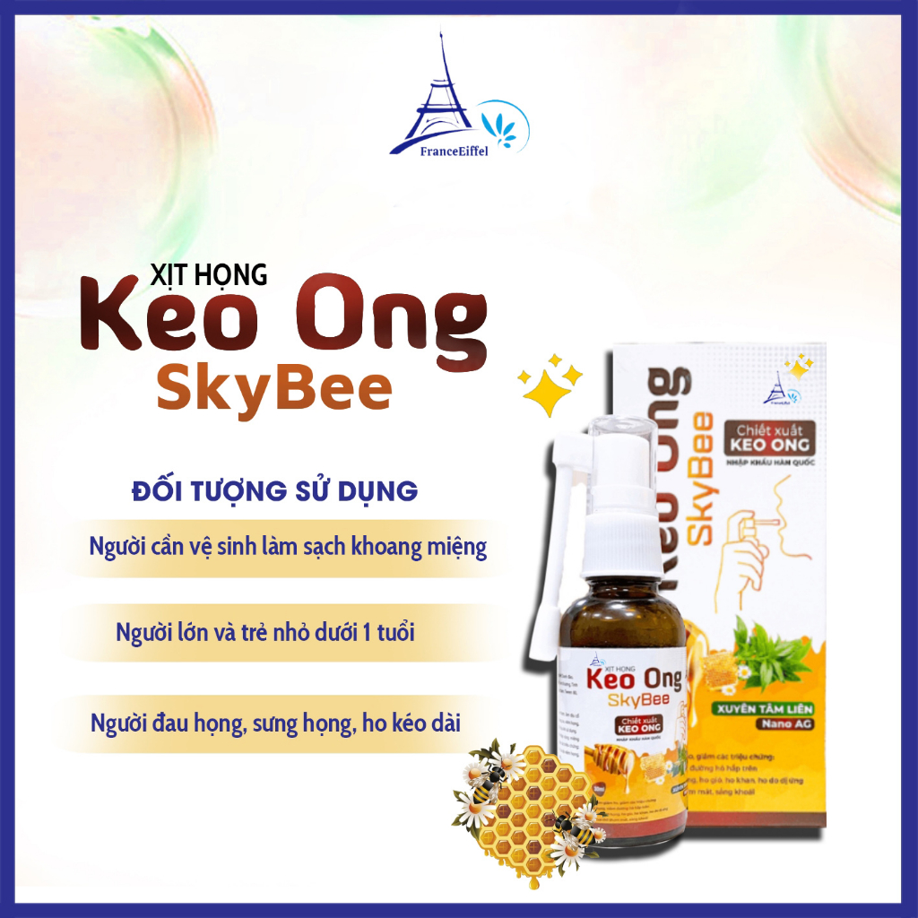 Xịt Họng Keo Ong SkyBee FranceEiffel Cho Trẻ Trên 1 Tuổi - Lọ 30ml