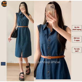 Váy sơ mi công sở jean sát nách tặng kèm dây lưng 247store_Vaybosatnach050_P11K7