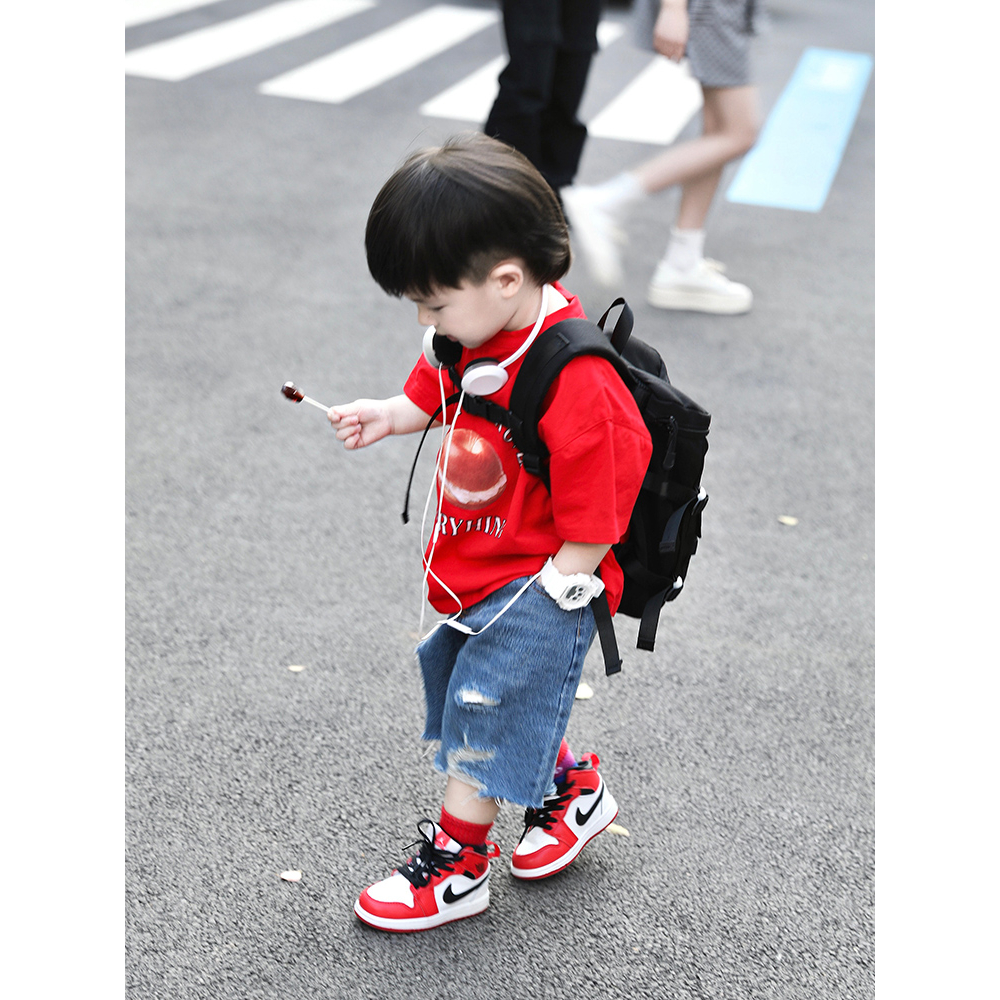 Bộ Hè Bé Trai 15-30kg Áo Cotton Dễ Thương Quần Jean Mài Cá Tính SĐJ2307