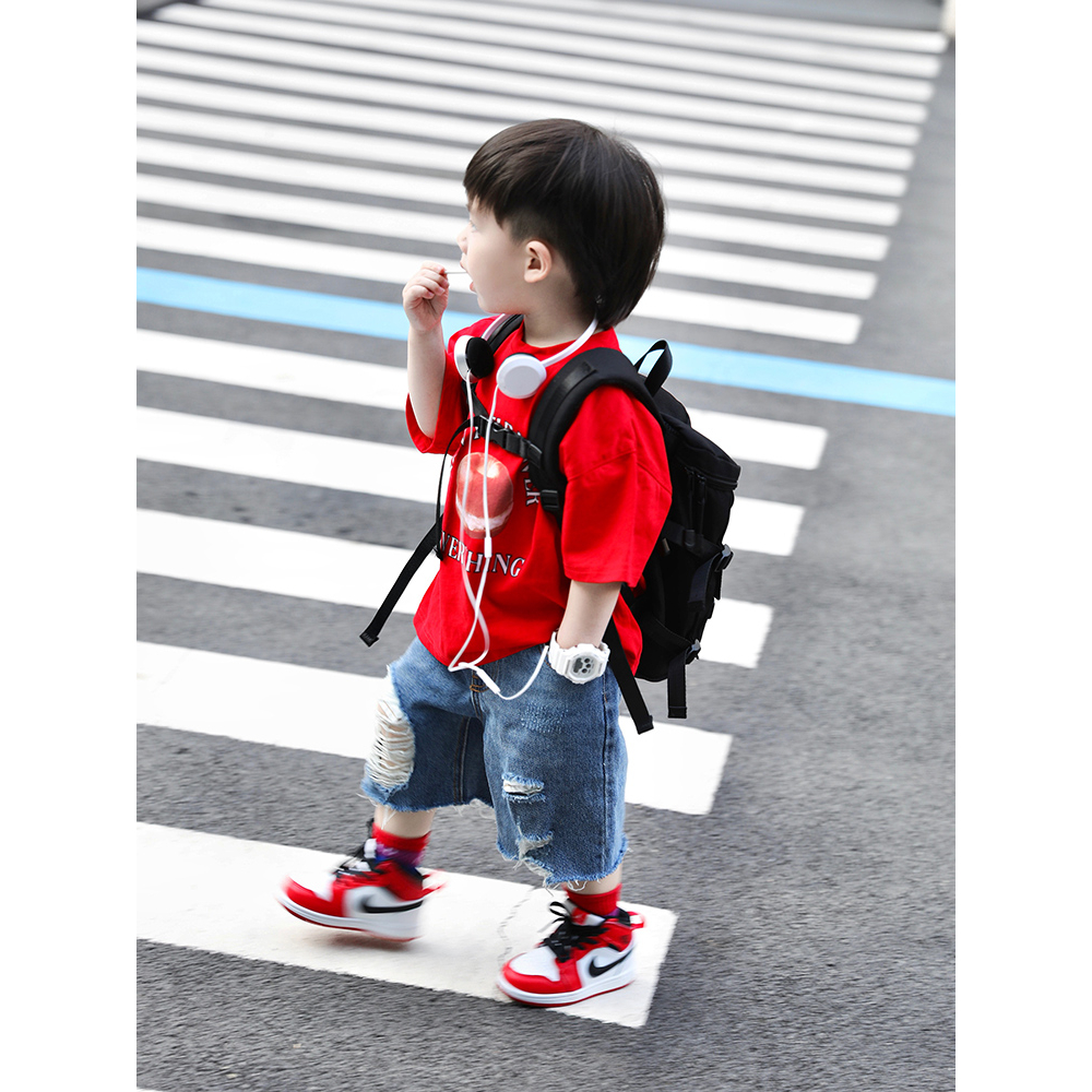 Bộ Hè Bé Trai 15-30kg Áo Cotton Dễ Thương Quần Jean Mài Cá Tính SĐJ2307