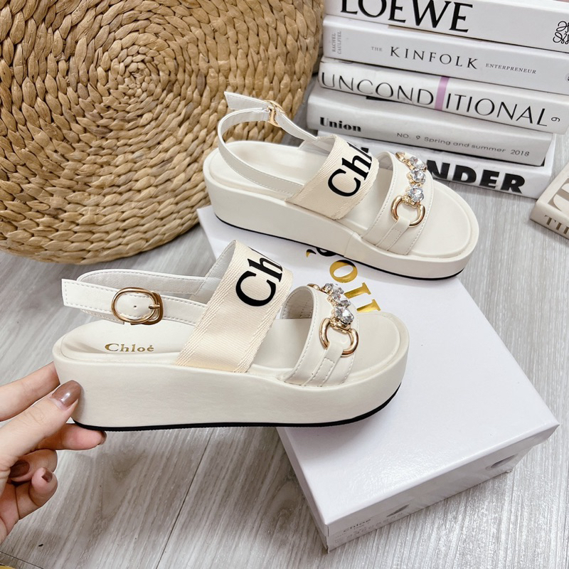 Sandal chloe quai chữ ngang đế bánh mỳ fullbox hàng quảng châu cao cấp