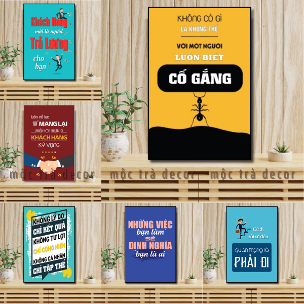 Tranh trang trí văn phòng công ty phòng làm việc tạo động lực có khung tặng kèm đinh treo nhiều mẫu - làm theo yêu cầu