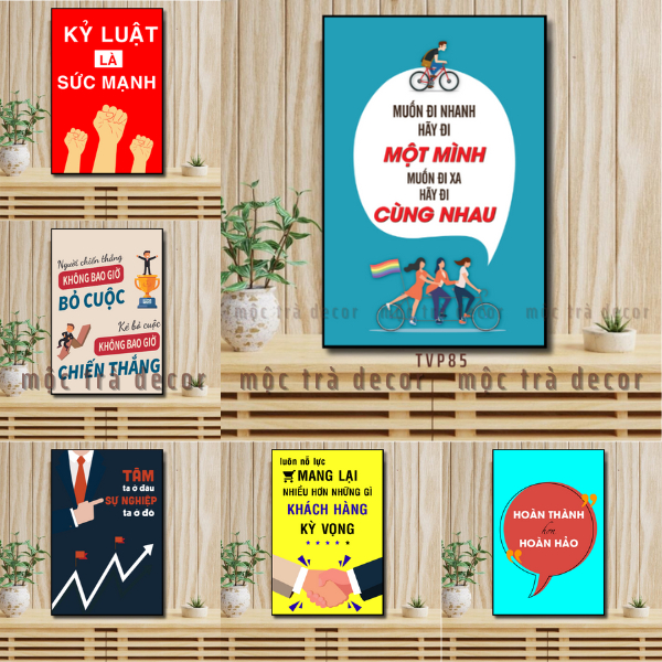 Tranh trang trí văn phòng công ty phòng làm việc tạo động lực có khung tặng kèm đinh treo nhiều mẫu - làm theo yêu cầu