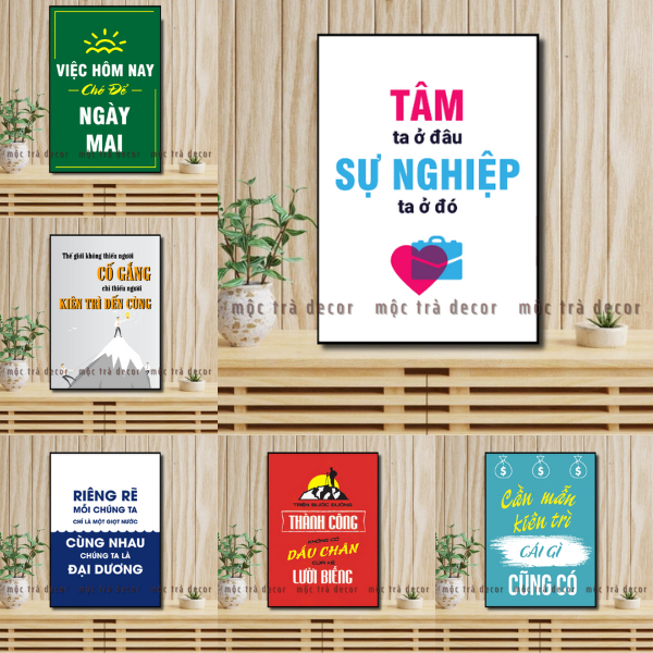 Tranh trang trí văn phòng công ty phòng làm việc tạo động lực có khung tặng kèm đinh treo nhiều mẫu - làm theo yêu cầu