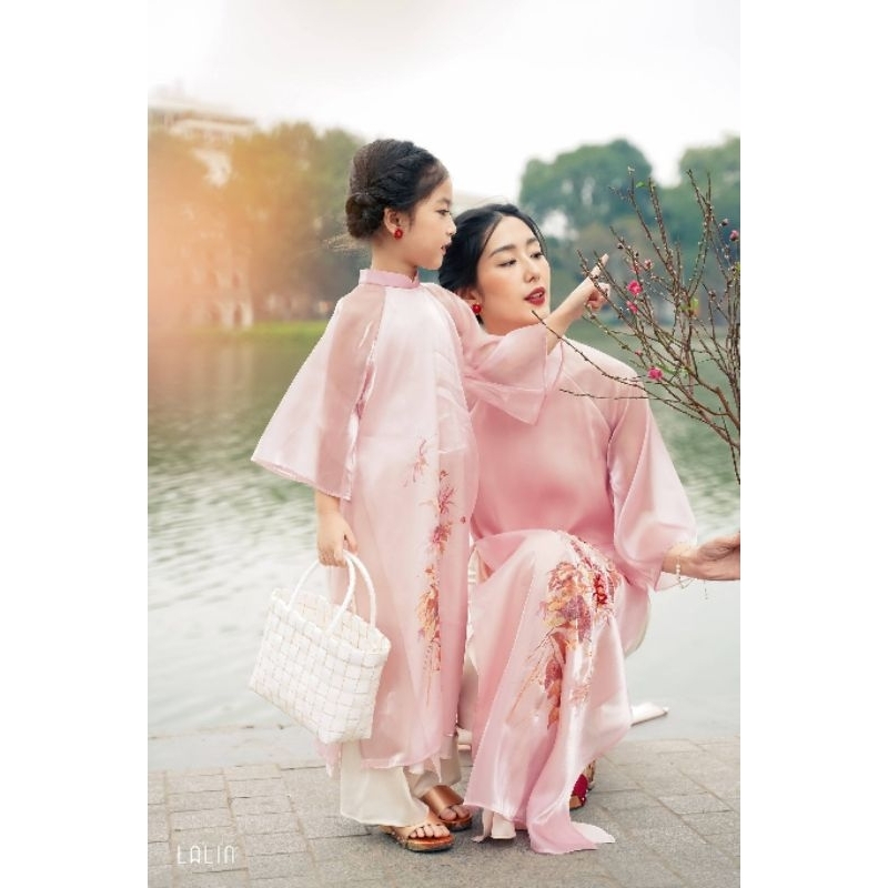 Áo dài cho bé gái 💝FREESHIP💝set Áo dài bé gái màu hồng tơ