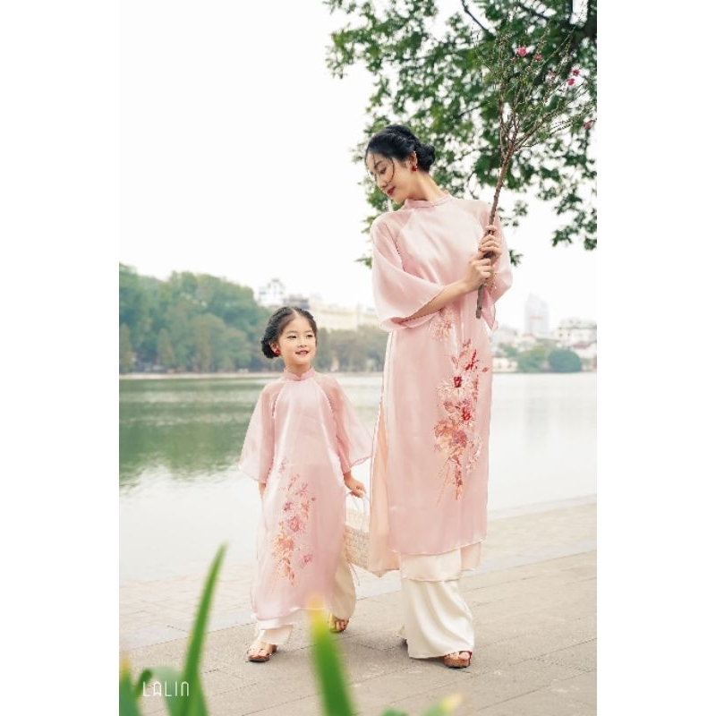 Áo dài cho bé gái 💝FREESHIP💝set Áo dài bé gái màu hồng tơ
