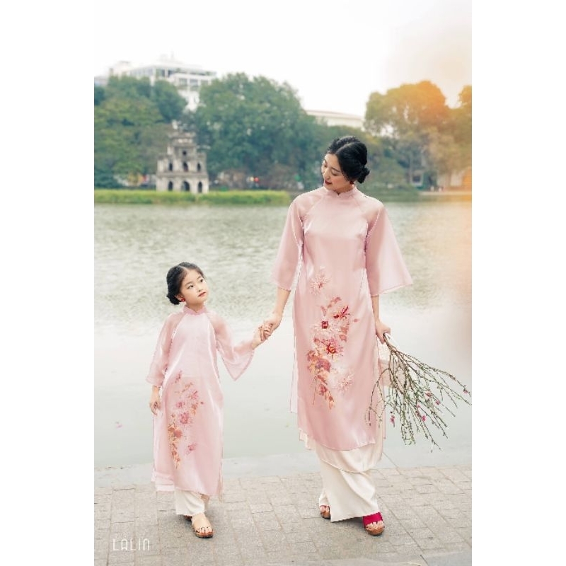 Áo dài cho bé gái 💝FREESHIP💝set Áo dài bé gái màu hồng tơ