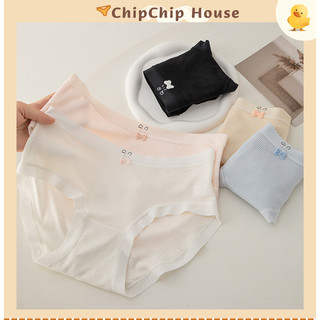 Quần lót nữ cotton lạnh co giãn,  họa tiết tai thỏ đính nơ, ôm dáng kháng khuẩn ChipChipHouse