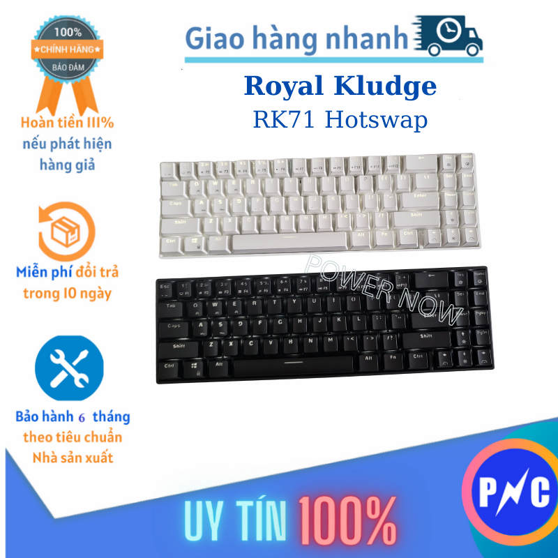 3 NGÀY XẢ KHO- Bàn Phím Cơ Không Dây Hotswap RK71, 3 Chế Độ Bluetooth 5.0/ 2.4G/ Type C. Chính Hãng Royal Kludge