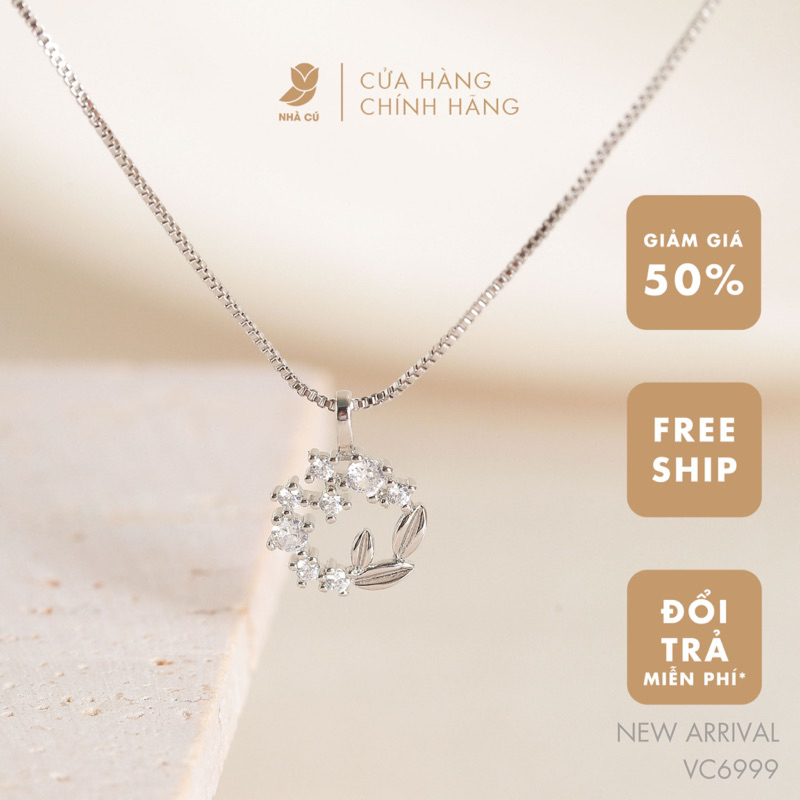 Dây chuyền nữ đá ZIRCON CZ 5A mặt tròn NHÀ CÚ màu bạc dễ thương phong cách hàn quốc 6999