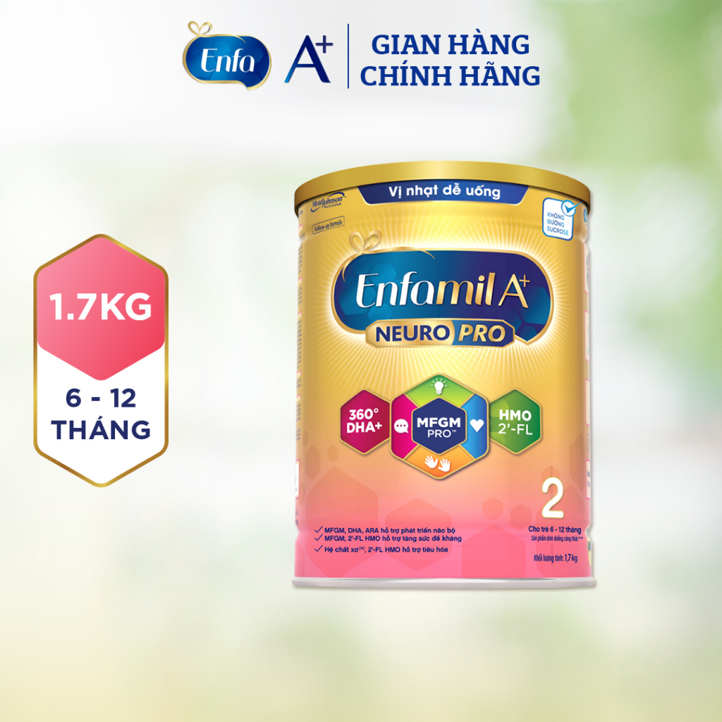 Sữa Bột Enfamil A+ Neuropro 2 - FL HMO Vị Nhạt Dễ Uống – 1.7kg