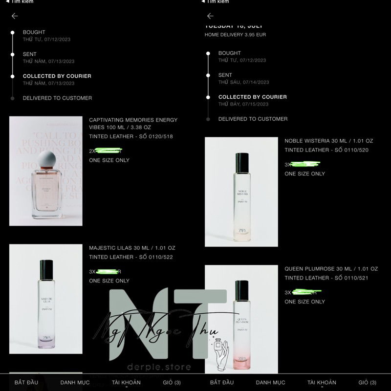 Nước hoa nữ Zara Chapter No.5 Collection EDP : Majestic Lilas/Noble Wisteria/Queen Plumrose/Royal Freesia