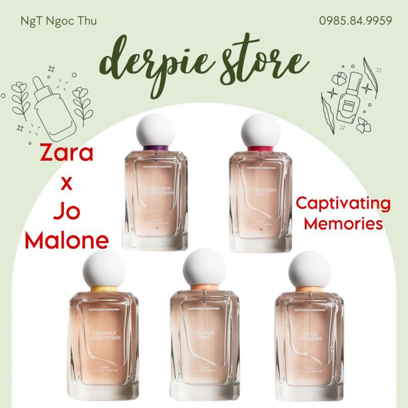 Nước hoa unisex Zara x Jo Malone Captivating Memories EDP : Unexpected Joy/Energy Vibe...có sẵn