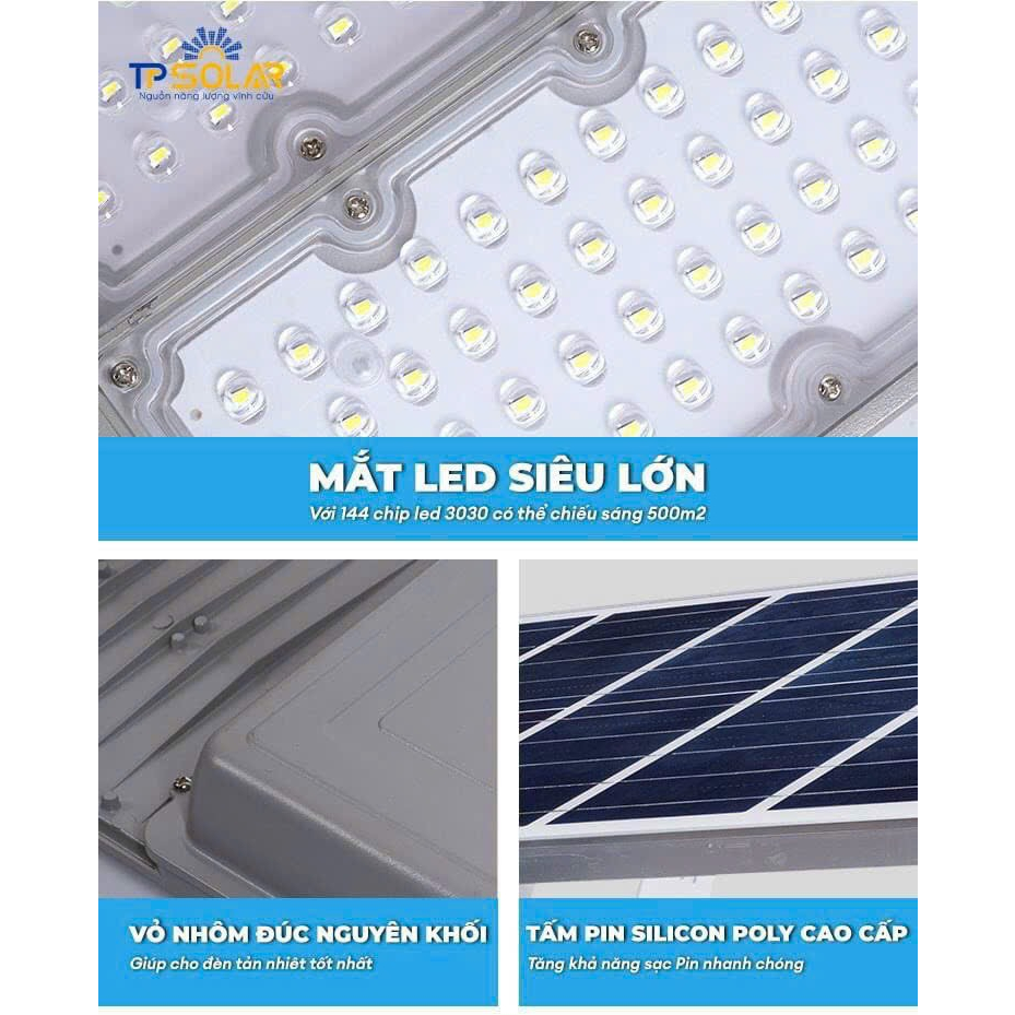 Đèn Năng Lượng Mặt Trời 300W TPSolar TP-CT300, Đèn Công Trình Vát 2 Mặt, Độ Sáng Cao, Bảo Hành 3 Năm