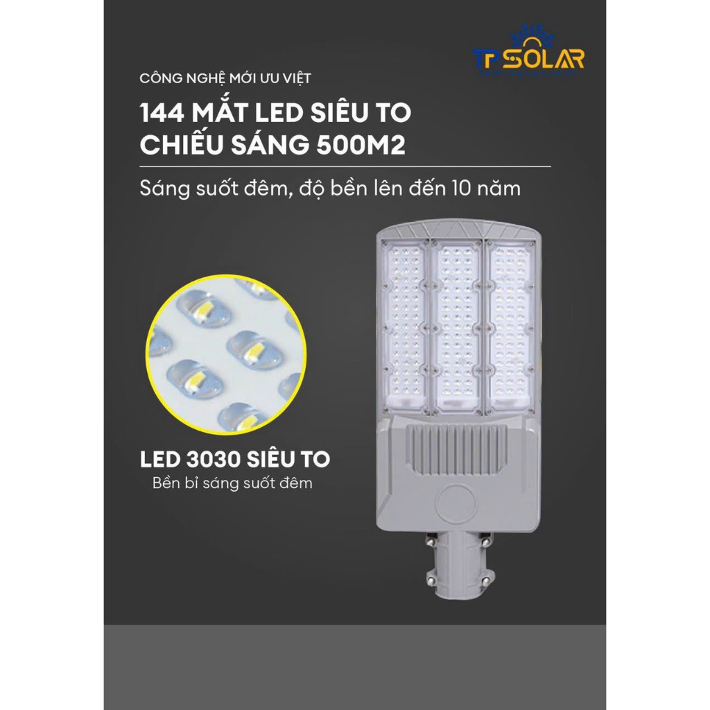 Đèn Năng Lượng Mặt Trời Công Trình 500W TP Solar TP-CT500 Chống Nước IP67, Độ Sáng Cao