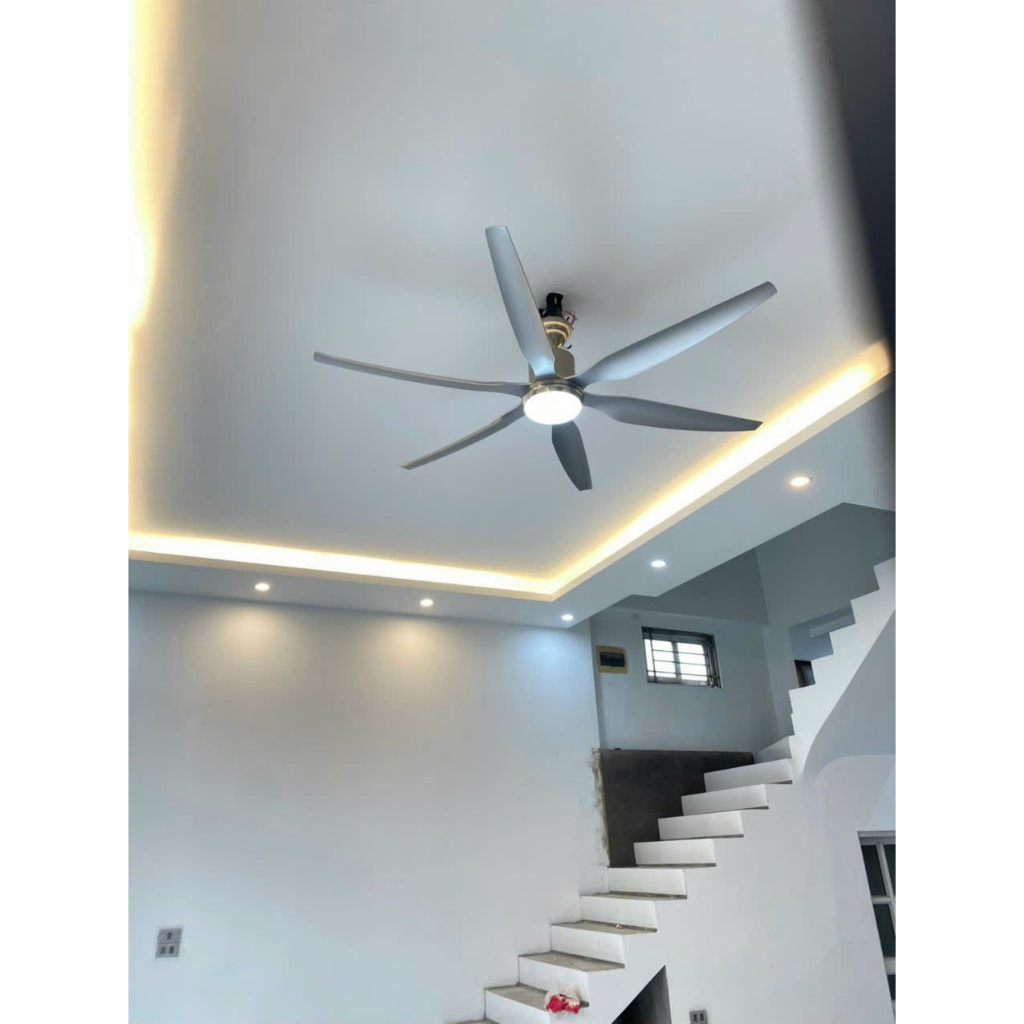 Quạt trần trang trí có đèn led, 6 cánh, Động cơ DC siêu êm, siêu mát
