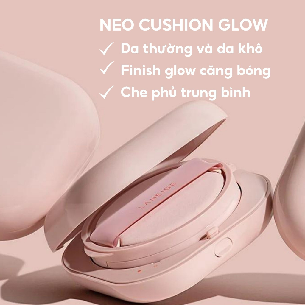 Phấn nước Laneige Neo Cushion 15g Matte/Glow che khuyết điểm, cho làn da căng bóng tự nhiên
