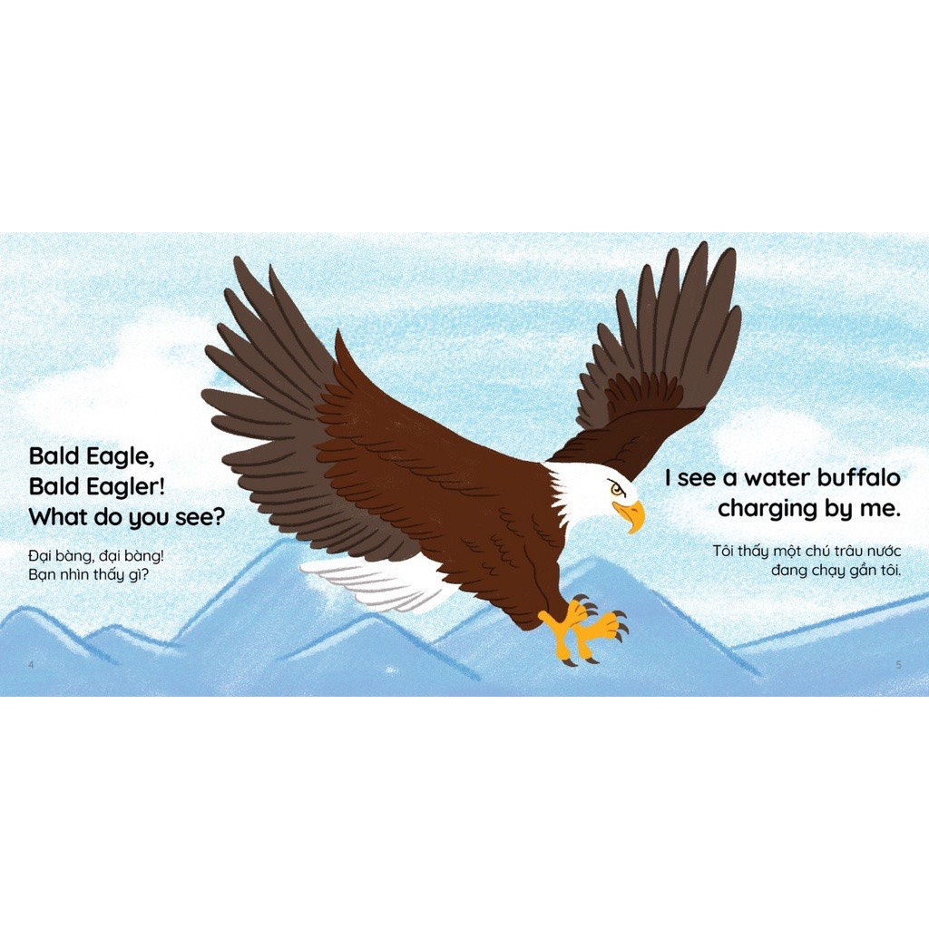 Sách cho bé – Bộ 4 Quyển ehon Brown bear, brown bear! What do you see? Gấu nâu, gấu nâu! Bạn nhìn thấy gì song ngữ