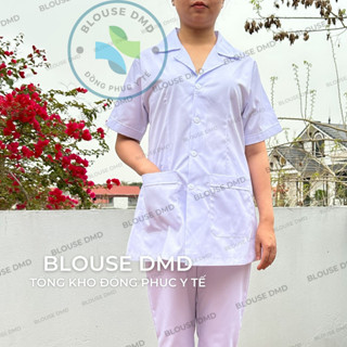 Đồng phục blouse Điều dưỡng, Dược sĩ, Áo blu trắng Y tá dáng ngắn cộc tay ngang đùi Nam Nữ hàng đẹp