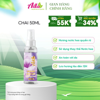 Body Mist Ailla 50ML, Xịt Thơm Toàn Thân, Lưu Hương Lâu Đến 12H, Phù Hợp Cho Cả Nam Và Nữ, An Toàn Trên Da