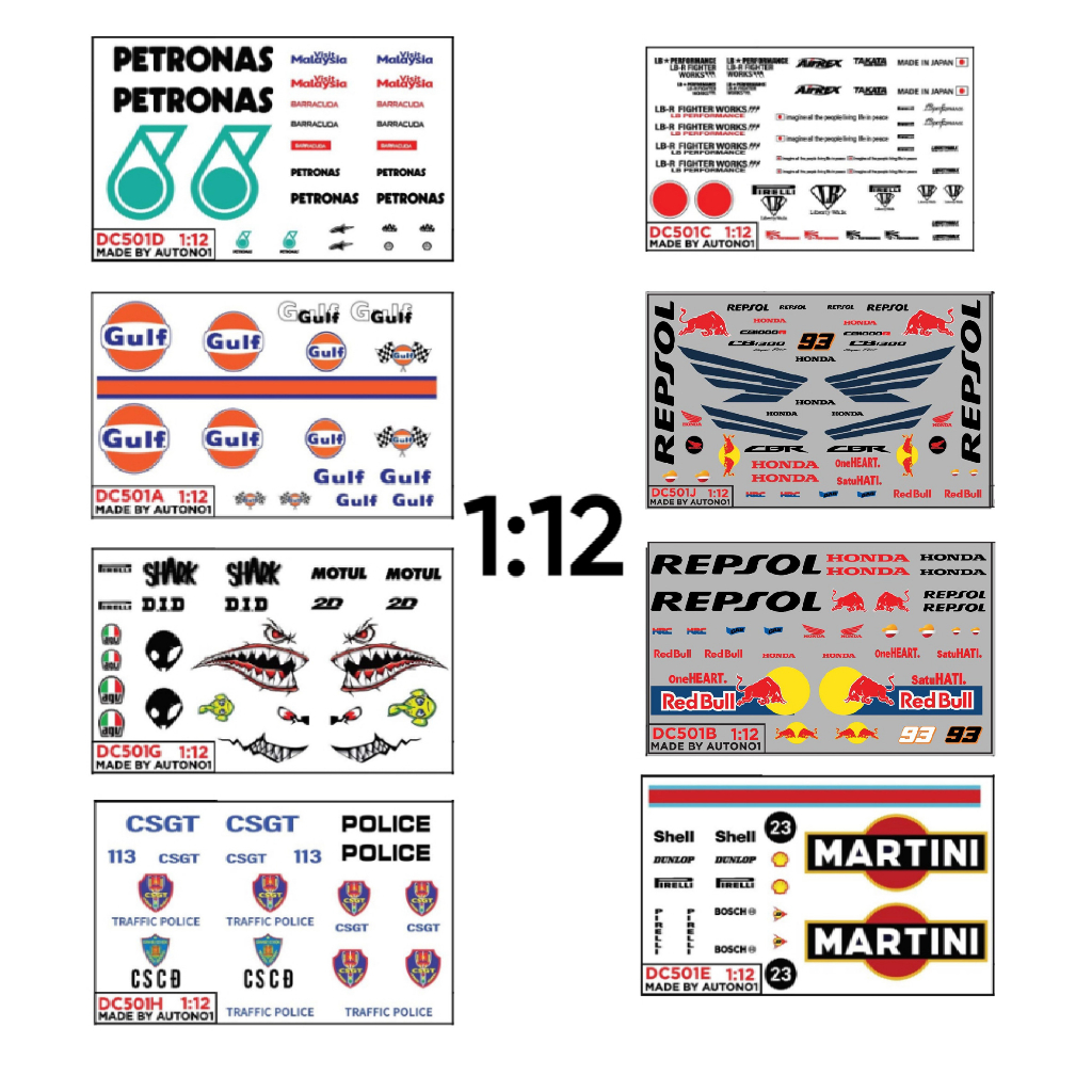 Decal nước cho mô tô tỉ lệ 1:12 DC501