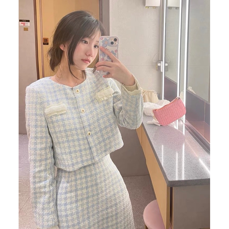 Set Dạ Tweed Kẻ Caro Dáng Dài Và Dáng Ngắn Phong Cách Tiểu Thư Siêu Xinh_ Hàng Order QCCC Kèm Ảnh Thật