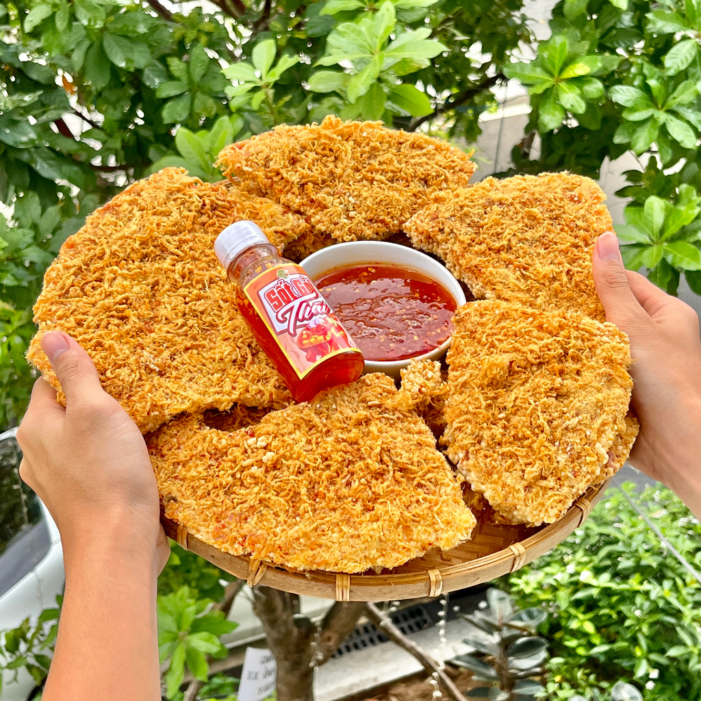 500gr cơm cháy chà bông + 500gr cơm cháy mắm hành - siêu ngon giòn rụm - kèm chai sốt gỏi thái 120ml